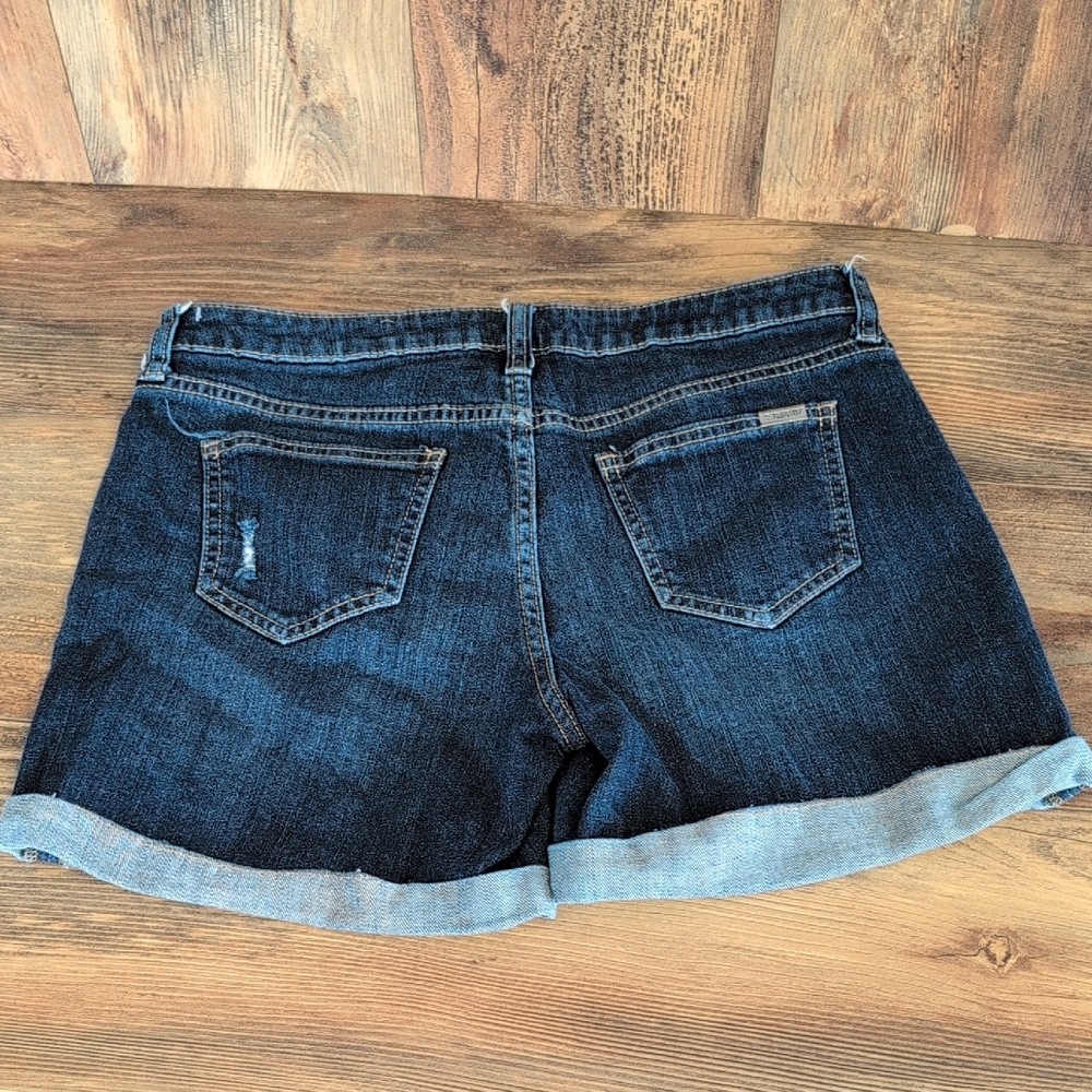 Jennifer Lopez Dark Blue Rolled Hem Denim Boyfriend Shorts 4                SUM2